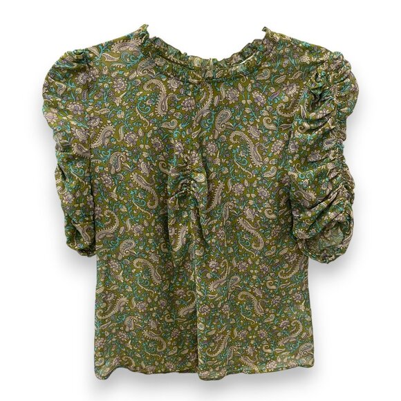 Veronica Beard Paisley Half Sleeve Silk Blouse - Picture 4 of 5